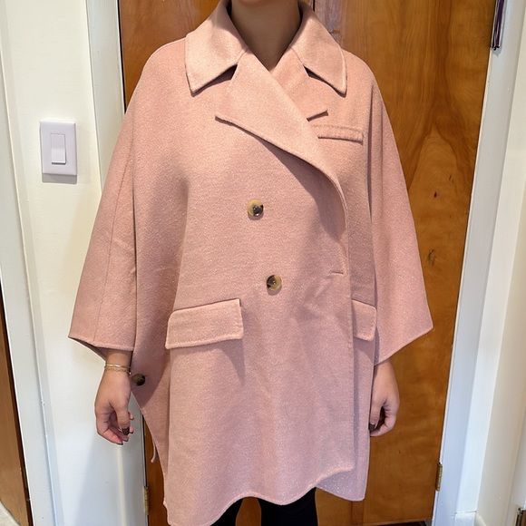 NWT BCBGMAXAZRIA BCBG Manchester Oversized Cape Coat PINK SPARK Size M/L - Picture 2 of 7